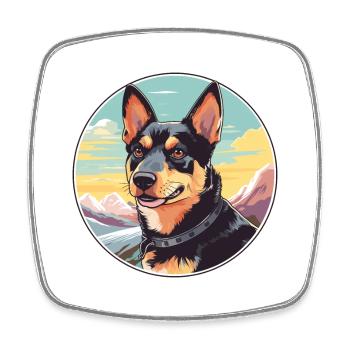 Lancashire Heeler Dog Breed Cartoon Kawaii Waterco - Square fridge magnet - white - Front