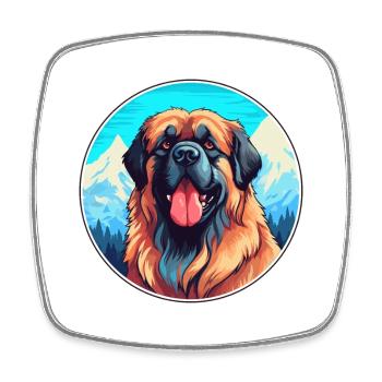 Leonberger Dog Breed Cartoon Kawaii Watercolor - Square fridge magnet - white - Front