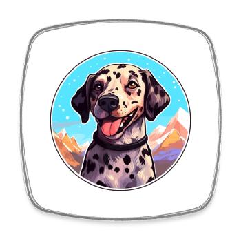 Léopard Cur chien race dessin animé Kawaii aquarelle - Magnet carré - blanc - Devant
