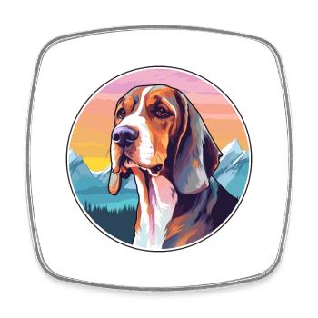 Lithuanian Hound Dog Breed Cartoon Kawaii Watercol - Square fridge magnet - white - Front