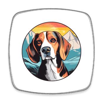 Kerry Beagle Dog Breed Cartoon Kawaii Watercolor - Square fridge magnet - white - Front