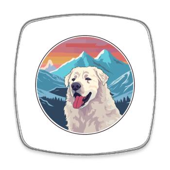 Kuvasz Hunderasse Karikatur Kawaii Aquarell - Viereckiger Kühlschrankmagnet - Weiß - Vorne