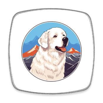 Kuvasz Ungarische Hunderasse Cartoon Kawaii Watercol - Viereckiger Kühlschrankmagnet - Weiß - Vorne