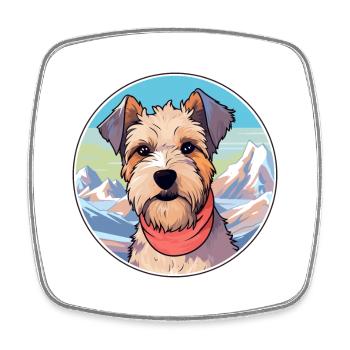 Lucas Terrier Hunderasse Cartoon Kawaii Aquarell - Viereckiger Kühlschrankmagnet - Weiß - Vorne