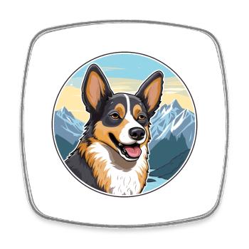 Lundehund chien race dessin animé Kawaii aquarelle - Magnet carré - blanc - Devant
