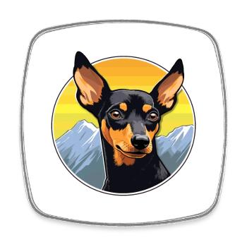Manchester Terrier Dog Breed Cartoon Kawaii Waterc - Square fridge magnet - white - Front
