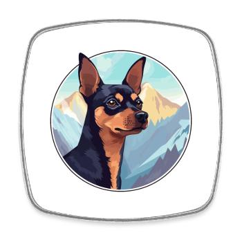 Pinscher miniature chien race dessin animé Kawaii Waterc - Magnet carré - blanc - Devant