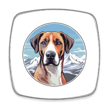 Mountain Cur chien race dessin animé Kawaii aquarelle - Magnet carré - blanc - Devant