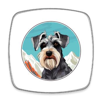 Mittelschnauzer Hunderasse Cartoon Kawaii Watercolo - Viereckiger Kühlschrankmagnet - Weiß - Vorne