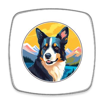 Norrbottenspets Hunderasse Cartoon Kawaii Watercolo - Viereckiger Kühlschrankmagnet - Weiß - Vorne