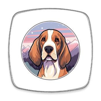 Latvian Hound Dog Breed Cartoon Kawaii Watercolor - Square fridge magnet - white - Front