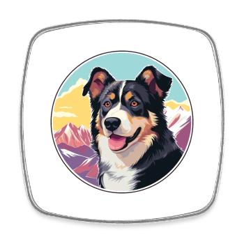 Lapponischer Hirte Hund Rasse Cartoon Kawaii Watercol - Viereckiger Kühlschrankmagnet - Weiß - Vorne