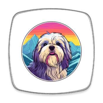 Lhasa Apso Hunderasse Cartoon Kawaii Aquarell - Viereckiger Kühlschrankmagnet - Weiß - Vorne