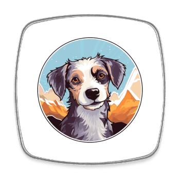 Majorque Ratter chien race dessin animé Kawaii aquarelle - Magnet carré - blanc - Devant