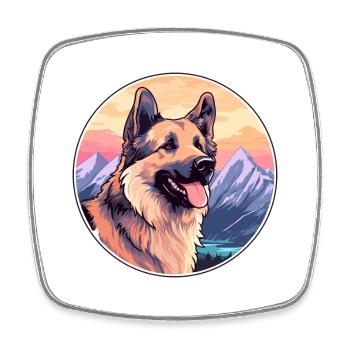 Chien de berger de Majorque race Cartoon Kawaii Watercol - Magnet carré - blanc - Devant