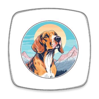 Majestic Tree Hound Dog Breed Cartoon Kawaii Water - Square fridge magnet - white - Front