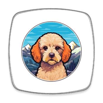 Miniatur-Pudel Hunderasse Karikatur Kawaii Watercol - Viereckiger Kühlschrankmagnet - Weiß - Vorne