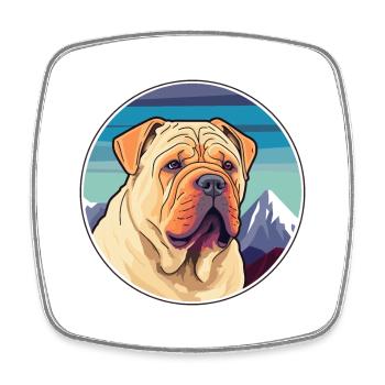 Miniatur Shar Pei Hunderasse Cartoon Kawaii Waterc - Viereckiger Kühlschrankmagnet - Weiß - Vorne