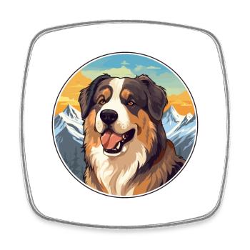 Moskauer Wachhund Rasse Cartoon Kawaii Watercolo - Viereckiger Kühlschrankmagnet - Weiß - Vorne