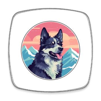 Mudi chien race dessin animé Kawaii aquarelle - Magnet carré - blanc - Devant