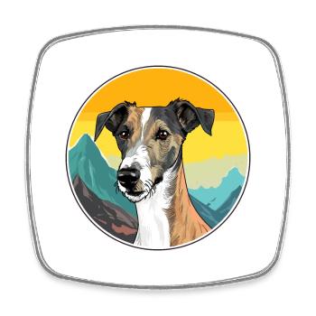 Lurcher Hunderasse Karikatur Kawaii Aquarell - Viereckiger Kühlschrankmagnet - Weiß - Vorne