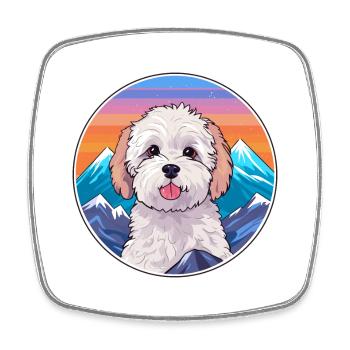 Maltipoo Hunderasse Cartoon Kawaii Aquarell - Viereckiger Kühlschrankmagnet - Weiß - Vorne