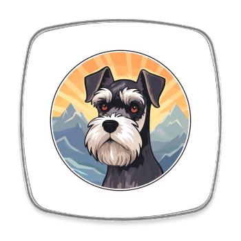Miniatur Schnauzer Hunderasse Cartoon Kawaii Wasser - Viereckiger Kühlschrankmagnet - Weiß - Vorne