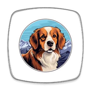 Nederlandse Kooikerhondje Dog Breed Cartoon Kawaii - Magnet carré - blanc - Devant