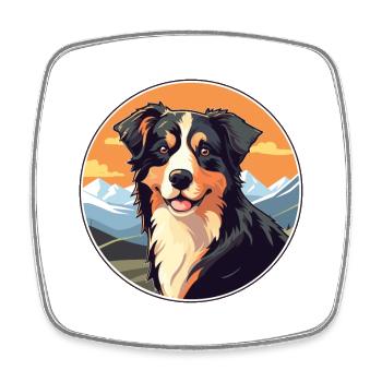 North American Shepherd Dog Breed Cartoon Kawaii W - Square fridge magnet - white - Front