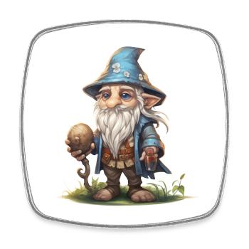 Petit Mage Nain Télé-shirt de RPG fantastique - Magnet carré - blanc - Devant