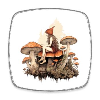 Süße Waldfee Pilze Wald Fantasy Shirt - Viereckiger Kühlschrankmagnet - Weiß - Vorne