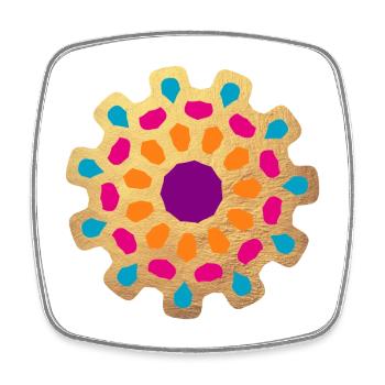 Mandala Gold Ornament Indien Yoga bunt Dekoration - Viereckiger Kühlschrankmagnet - Weiß - Vorne