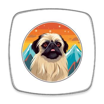 Pékin chien race Cartoon Kawaii aquarelle - Magnet carré - blanc - Devant
