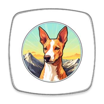 Podenco Canario Dog Breed Cartoon Kawaii Watercolo - Square fridge magnet - white - Front