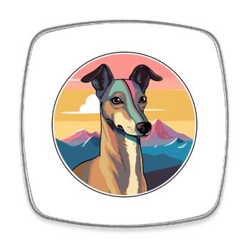 Chien lévrier polonais race Cartoon Kawaii Watercol - Magnet carré - blanc - Devant