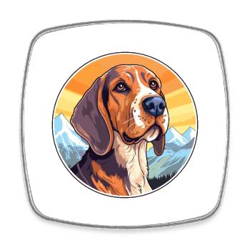 Posavac Hound Dog Breed Cartoon Kawaii Watercolor - Square fridge magnet - white - Front