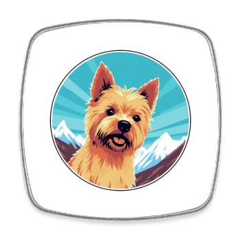 Norwich Terrier Dog Breed Cartoon Kawaii Watercolo - Square fridge magnet - white - Front