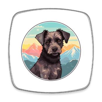 Patterdale Terrier Dog Breed Cartoon Kawaii Waterc - Square fridge magnet - white - Front