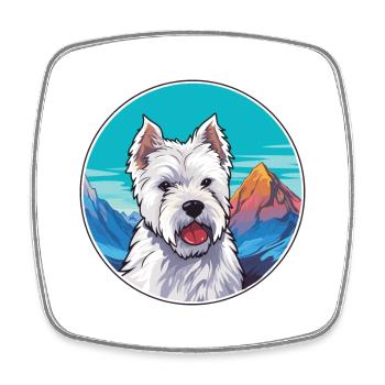 Ormskirk Terrier Dog Breed Cartoon Kawaii Watercol - Square fridge magnet - white - Front