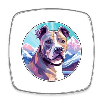 Pitbull chien race dessin animé Kawaii aquarelle - Magnet carré - blanc - Devant