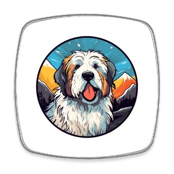 Polish Sheepdog Dog Breed Cartoon Kawaii Wat - Square fridge magnet - white - Front
