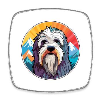Polish Lowland Sheepdog Dog Breed Cartoon Kawaii W - Square fridge magnet - white - Front