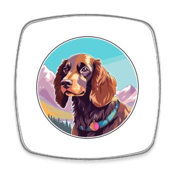 Picardie Spaniel Hund Rasse Cartoon Kawaii Watercolo - Viereckiger Kühlschrankmagnet - Weiß - Vorne