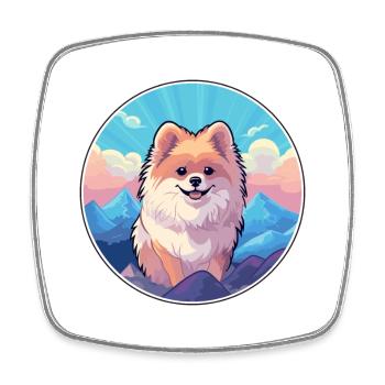 Spitz de Poméranie race de chien Cartoon Kawaii Watercol - Magnet carré - blanc - Devant