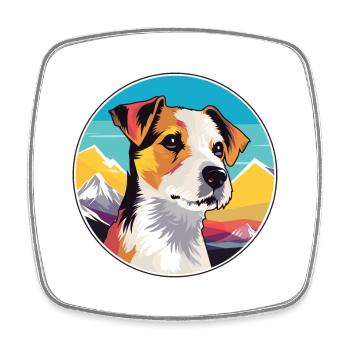 Parson Russell Terrier Dog Breed Cartoon Kawaii Wa - Square fridge magnet - white - Front