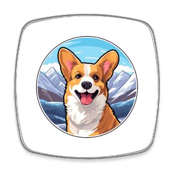 Pembroke Welsh Corgi chien race Cartoon Kawaii Wate - Magnet carré - blanc - Devant