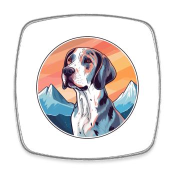 Pointer Dog Breed Cartoon Kawaii Watercolor - Square fridge magnet - white - Front
