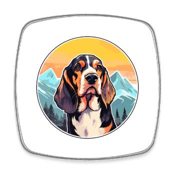 Polish Hound Dog Breed Cartoon Kawaii Watercolor - Square fridge magnet - white - Front