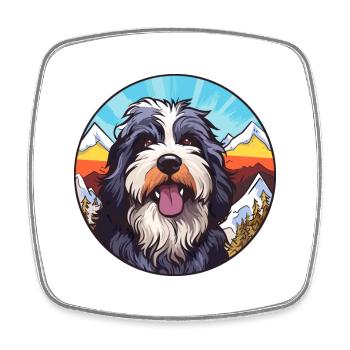 Portuguese Sheepdog Dog Breed Cartoon Kawaii Water - Square fridge magnet - white - Front