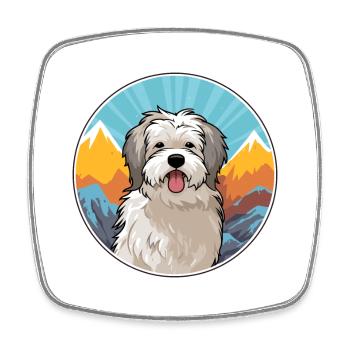 Chien de berger des Pyrénées race de chien dessin animé Kawaii Waterco - Magnet carré - blanc - Devant